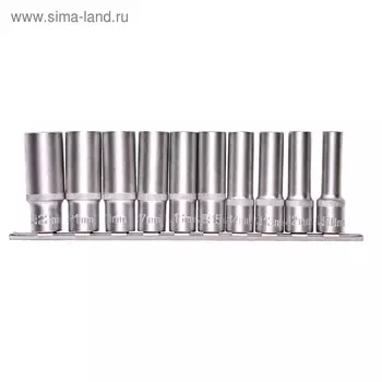 Набор торцевых головок STELS 13603, 1/2", шестигранные, удлиненные, CrV, 10-22 мм, 10 шт.