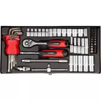 Набор торцевых головок "ЗУБР" 27640-H57, 57 предметов, 4-14 мм, 1/4", CrV