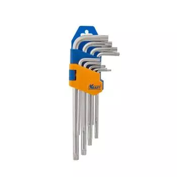 Набор торцевых ключей KRAFT KT 700567, TORX, короткие, 9 штук
