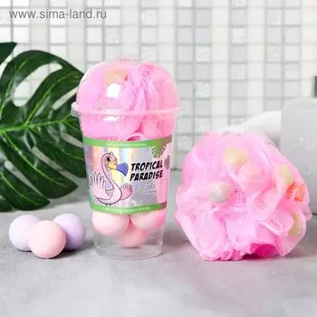 Набор Tropical Paradise, соль для ванн 8 шт. и мочалка
