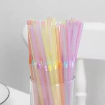 Трубочки одноразовые для напитков Доляна, 21 см, d=5 мм, флуоресцентные, с гофрой, МИКС, 50 шт.