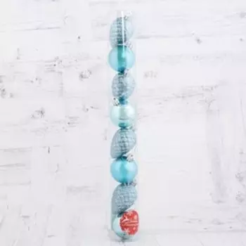 Ёлочные игрушки «Небесный», набор 8 шт. (4 шара d=5 см, 4 шишки), голубой