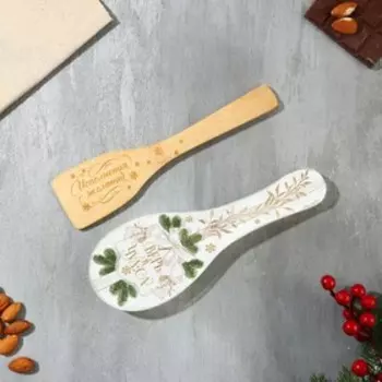 Подарочный набор новогодний Дорого внимание «Верь в чудеса»: подставка под ложку, лопатка