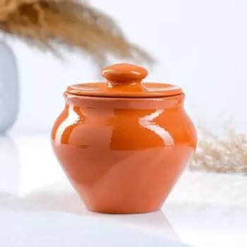 Горшочки для запекания Вятская керамика «Терракота», набор 6 шт. 500 мл, ухват, полка, оранжевые