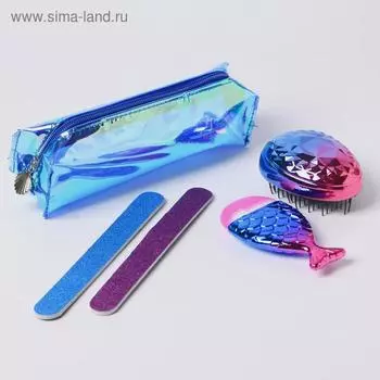 Набор в косметичке «Самой яркой»: расческа, кисть для макияжа, пилочки 2 шт