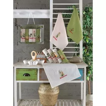 Набор вафельных салфеток Diva Afrodita Ceylin «Олива», размер 40x60 см, 7 шт