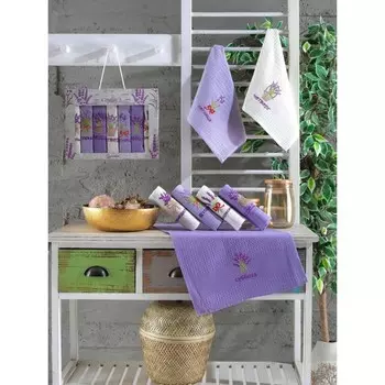 Набор вафельных салфеток Diva Afrodita Ceylin «Лаванда», размер 40x60 см, 7 шт