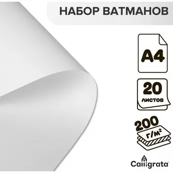Набор ватманов чертёжных А4, 200 г/м, 20 листов