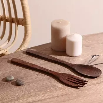 Набор вилка и ложка из кокоса "Бали" 30 см