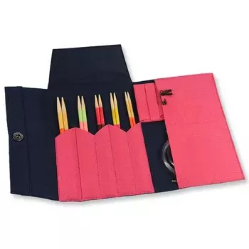 Набор вязальных круговых спиц FLAIR в фетр. футляре хаки/цикламен 3/3,5/4/4,5/5 мм/60/80/100с