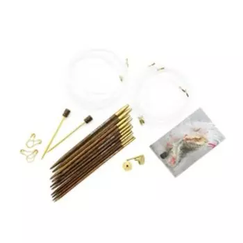 Набор вязальных круговых спиц PERFECT в футляре из хлопка 3/3,5/4/5/6 ммx60/80/100 см, PONY 915529