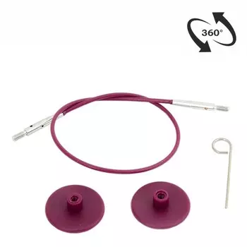 Набор: вращающийся (на 360°) стальной тросик 94см (120см), 2 заглушки и кабельный ключик