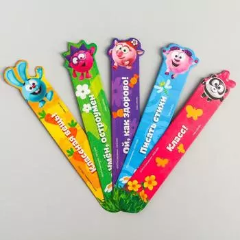 Закладки для книг, фигурные из картона, 5 шт. «Друзья», Смешарики