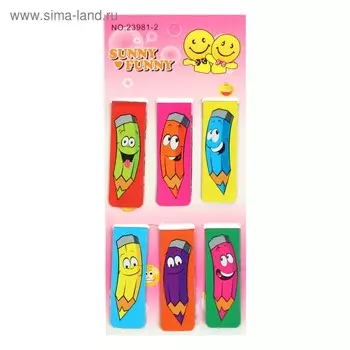 Набор закладок магнитных 6 штук "Веселый карандаш", Calligrata, ассорти