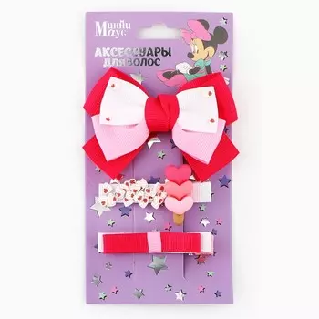 Заколка для волос, набор 3 шт., зажим, Минни Маус