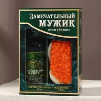 Подарочный набор «Замечательный мужик», гель для душа водка 250 мл и мыло для рук, Чистое счастье