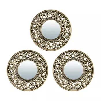 Набор зеркал Qwerty «Лион», настенных, 3 шт d=12 см, цвет бронза
