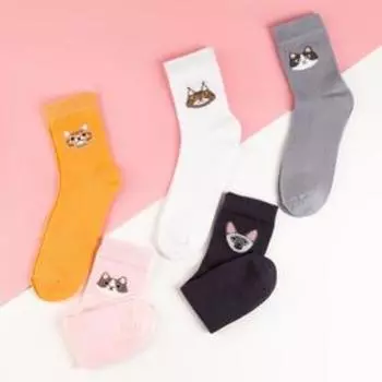 Носки женские KAFTAN Meow, набор 5 пар, р. 36-39 (23-25 см)
