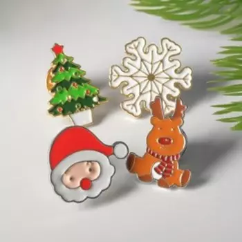 Набор значков "Новогодняя сказка" оленёнок, форма МИКС, цветной
