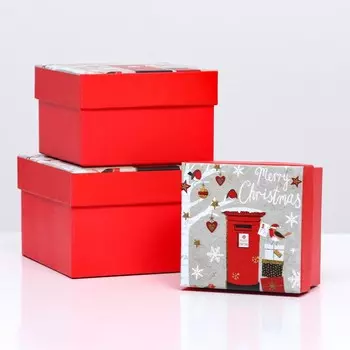 Наборк коробок 3 в 1 «С рождеством!», 13 х 13 х 8 - 9 х 9 х 6 см
