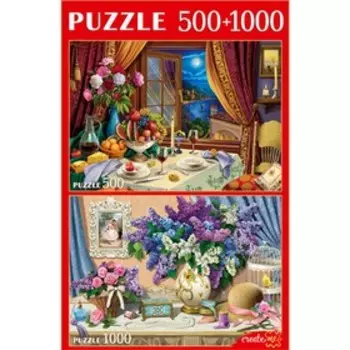 Наборы пазлов 2 в 1 «Чудесные натюрморты», 500 + 1000 элементов