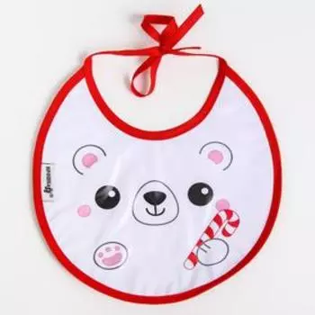 Нагрудник «Белый мишка» непромокаемый на завязках