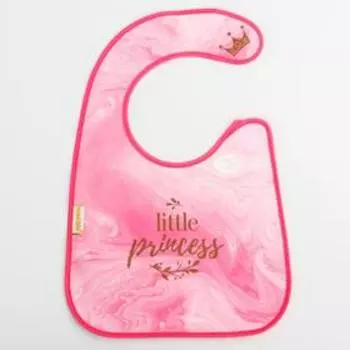 Нагрудник для кормления Little princess непромокаемый на липучке, с карманом