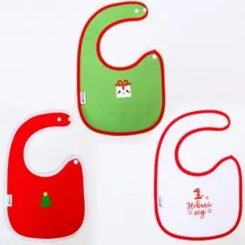 Нагрудник для кормления новогодний Крошка Я Happy из махры, виды МИКС