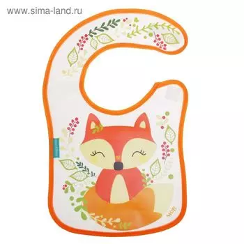 Нагрудник для кормления M&B «Лисичка Соня» непромокаемый на липучке, с карманом