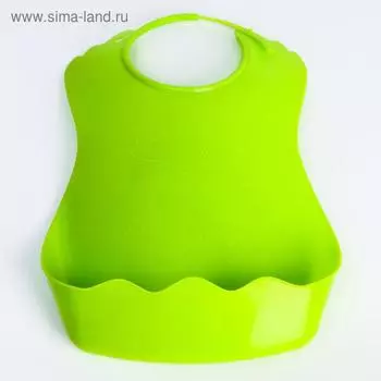 Нагрудник для кормления пластиковый с карманом, цвет красный