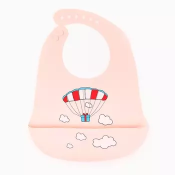 Нагрудник силиконовый «Воздушный шар», розовый