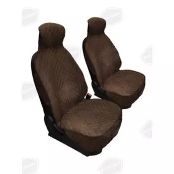 Накидка на переднее сиденье, Люкс, алькантара, коричневая с бежевой нитью, 1 шт.