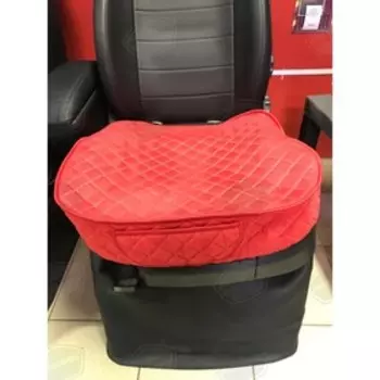 Накидка на переднее сиденье, Люкс, алькантара, квадрат, красная с бежевой нитью