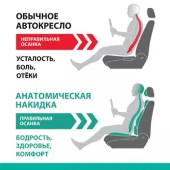 Накидка на сиденье ортопедическая Multi Comfort, 6 упоров, 3 предмета, экокожа, чёрный