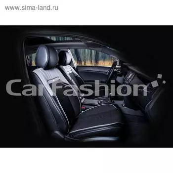 Накидки Arsenal, 3D, экокожа-твид, набор 2 шт, серый/черный