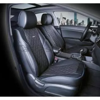 Накидки Balaton, 3D, экокожа, набор 2 шт, синий/черный