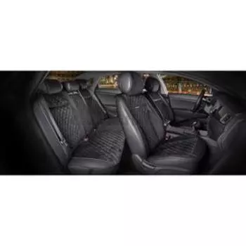 Накидки Barcelona Plus, 3D, экокожа-велюр, набор на весь салон, черный