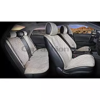 Накидки California Plus, премиум велюр - экокожа, набор на весь салон, бежевый