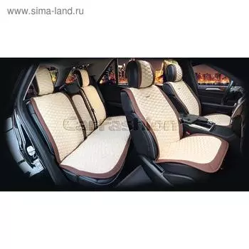 Накидки Capri Plus, премиум нубук - экокожа, набор на весь салон, коричневый/бежевый