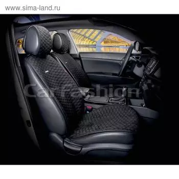 Накидки CAPRI PRO, экокожа-нубук, на передние сиденья, черный/черный/черный