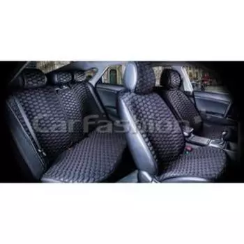 Накидки Carbon Plus, полиэстер - экокожа, набор на весь салон, черный
