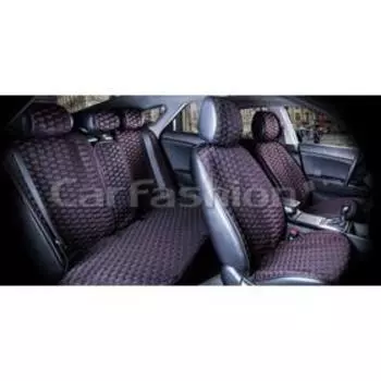 Накидки Carbon Plus, полиэстер - экокожа, набор на весь салон, черный/красный/черный