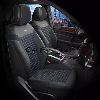 Накидки CHESTER, нубук-экокожа, на передние сиденья, черный/черный/синий