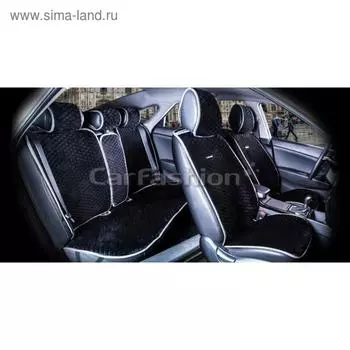 Накидки City Plus, премиум велюр - экокожа, набор на весь салон, черный/серый