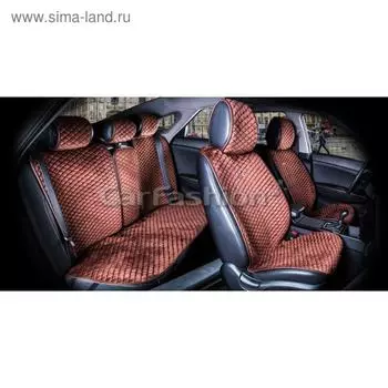 Накидки City Plus, премиум велюр - экокожа, набор на весь салон, кофе