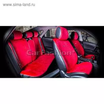 Накидки City Plus, премиум велюр - экокожа, набор на весь салон, красный