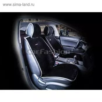 Накидки City, премиум велюр - экокожа, набор 2 шт, черный/серый