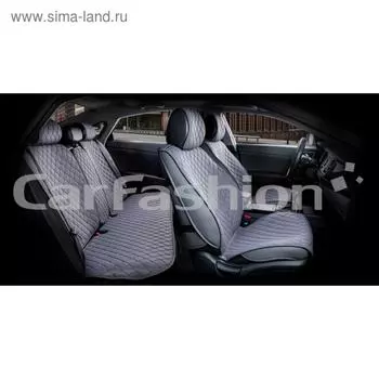 Накидки Crown, экокожа - жаккард, набор на весь салон, серый/темно-серый