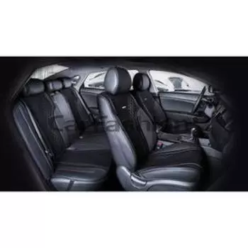 Накидки Element Plus, экокожа - текстиль, набор на весь салон, черный