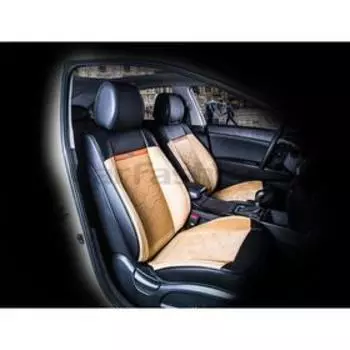 Накидки Evolution, экокожа - премиум велюр, набор 2 шт, бежевый/черный/коричневый